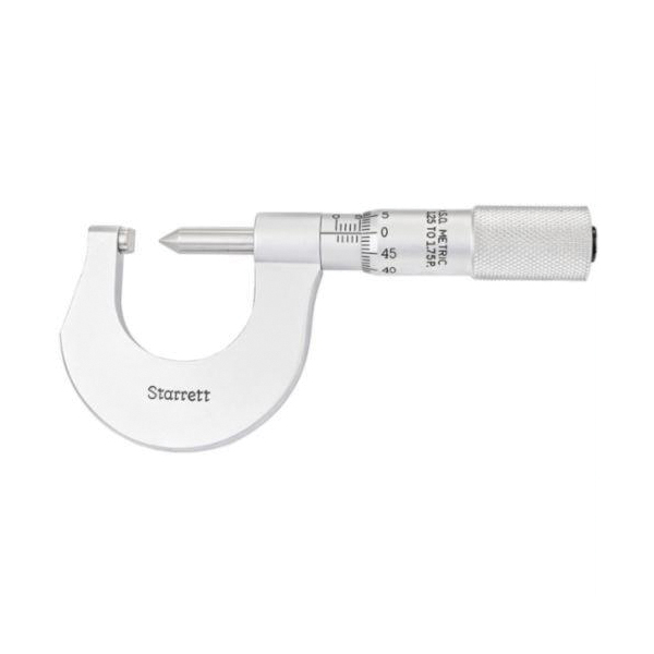 Picture of Starrett 575Mcp Screw Thread Micrometer, 0-25mm, 1.25-1.75mm Pitch