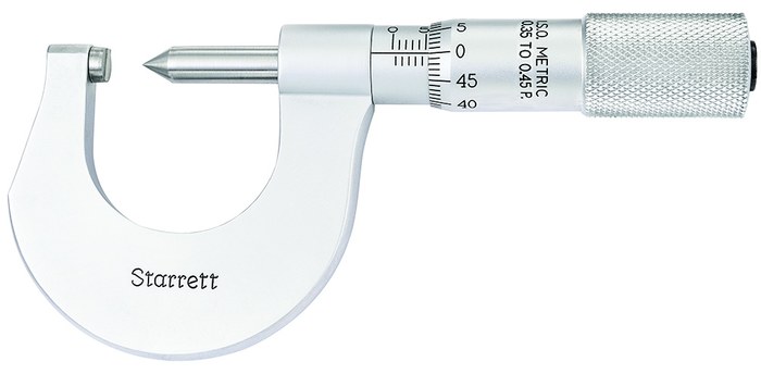 Picture of Starrett 575Mfp Screw Thread Micrometer, 0-25mm, .35-.45mm Pitch