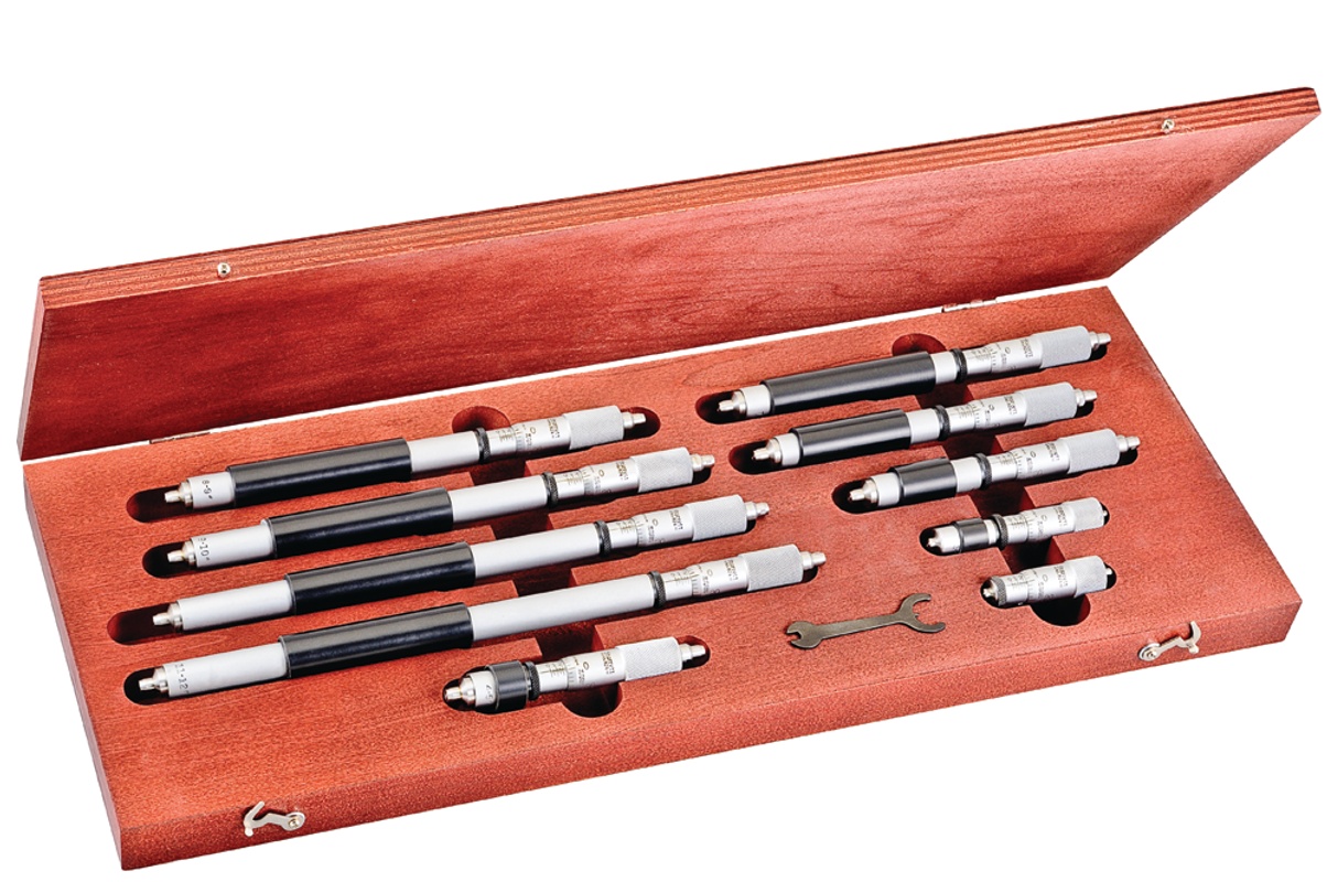 Picture of Starrett S824Bz Fixed Range Inside Micrometer Set With Case, 2-12" Range, .001"