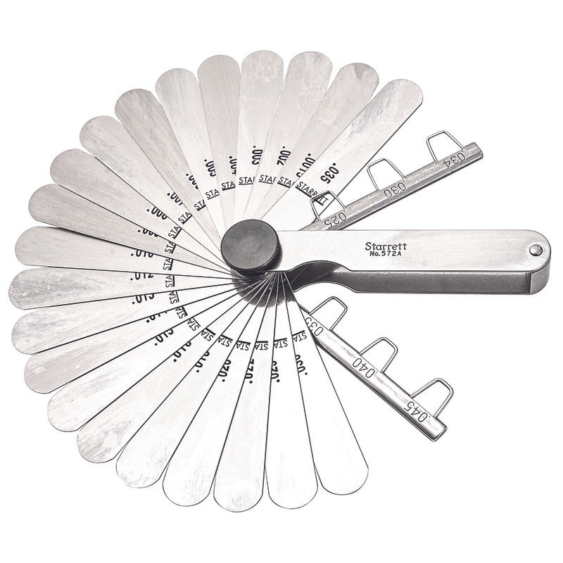 Picture of Starrett 572A Thickness Gage, .0015-.035" Range, 22 Leaves, 6 Spark Plug Wire Gages
