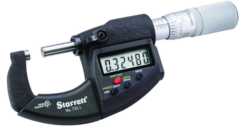 Picture of Starrett 795.1Xrl-4 Lcd Outside Micrometer, Friction Thimble, Carbide Anvil, Spc Output, 0.001mm Res., 75-100mm Range