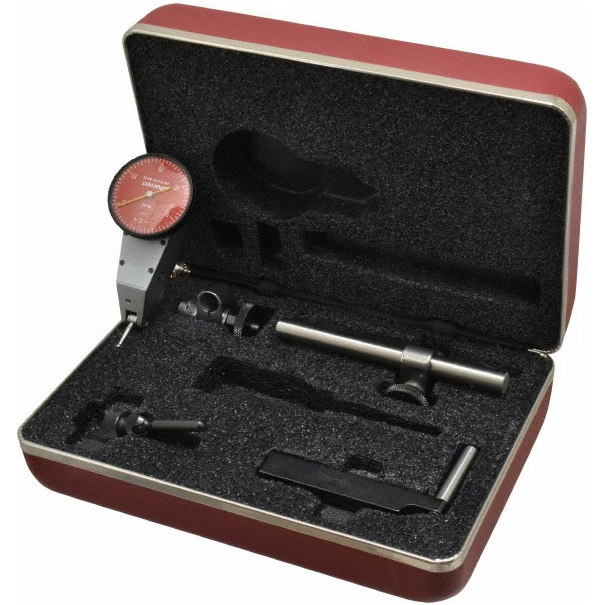 Picture of Starrett R811-5Cz Dial Test Indicator With Swivel Head, .030" Range, 0-15-0 Dial Face, .0005" Graduations, With Attachments, Case