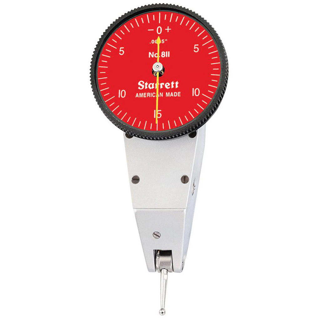Picture of Starrett R811-5Pz Dial Test Indicator With Swivel Head, .030" Range, 0-15-0 Dial Face, .0005" Graduations, With Attachments, Case