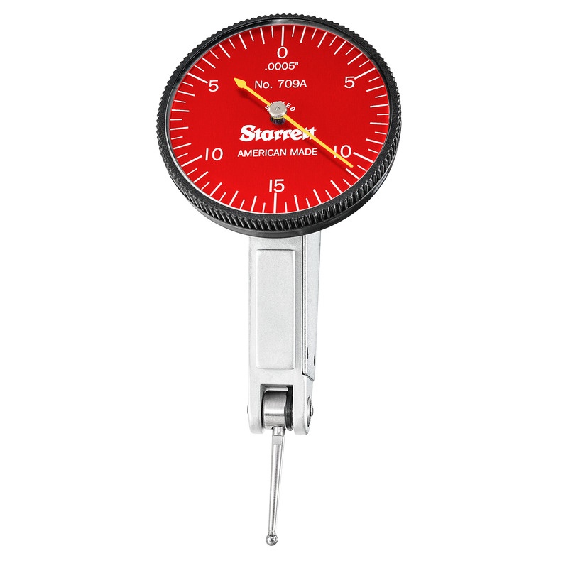Picture of Starrett R811-1Cz Dial Test Indicator With Swivel Head, .060" Range, 0-30-0 Dial Face, .001" Graduations, With Attachments, Case