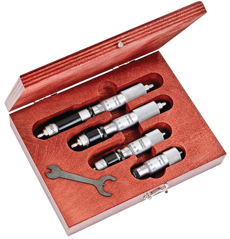 Picture of Starrett S824Maz Fixed Range Inside Micrometer Set With Case, 50-150mm Range, 0.01mm