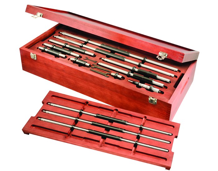 Picture of Starrett 128Mbz Inside Micrometer Set With Case, 150-3750mm Range, 0.01mm