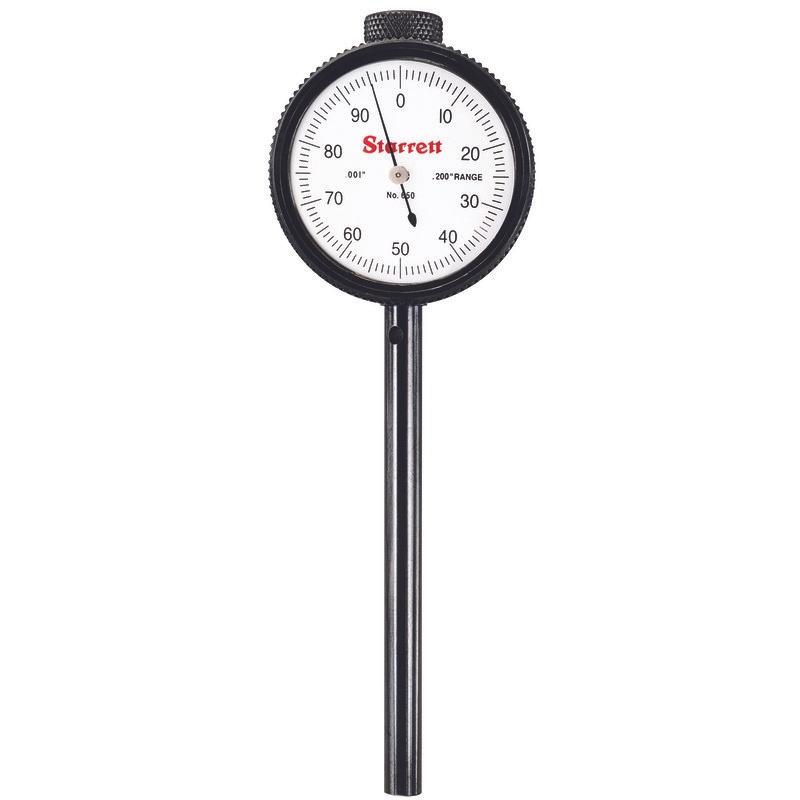 Picture of Starrett 650B1 Back Plunger Dial Indicator, .200" Range, 0-100 Dial Face, .001" Graduations, 3 Contact Points
