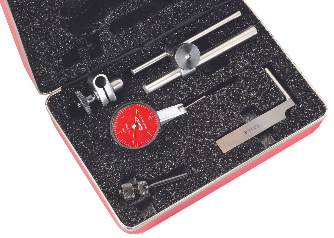 Picture of Starrett R709Acz Dial Test Indicator With Dovetail, .030" Range, 0-15-0 Dial Face, .0005" Graduations, With Attachments, Case