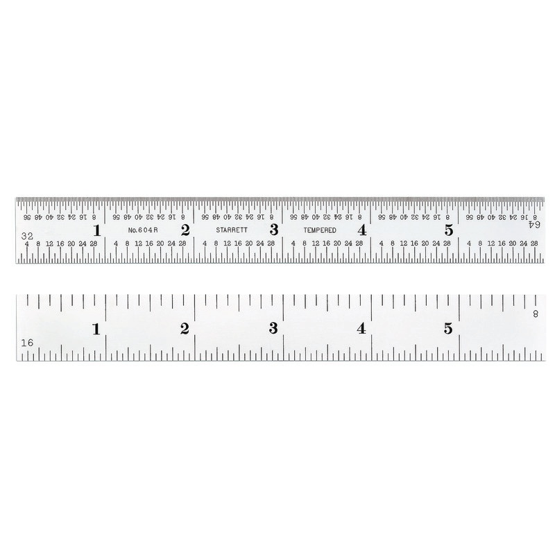 Picture of Starrett C604R-6 W/SLC Steel Rule With Standard Letter Of Certification, Spring-Tempered, 6", 4R Grads