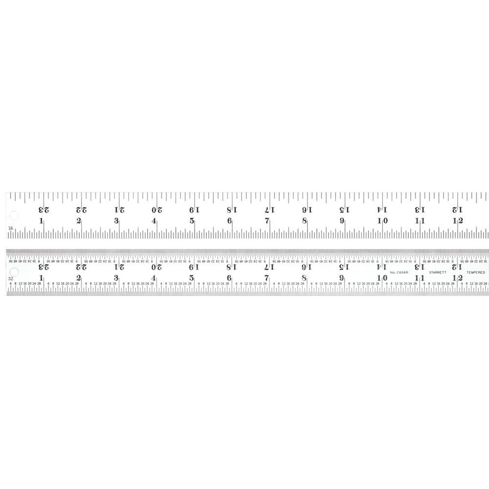 Picture of Starrett C604R-18 W/SLC Steel Rule With Standard Letter Of Certification, Spring-Tempered, 18", 4R Grads