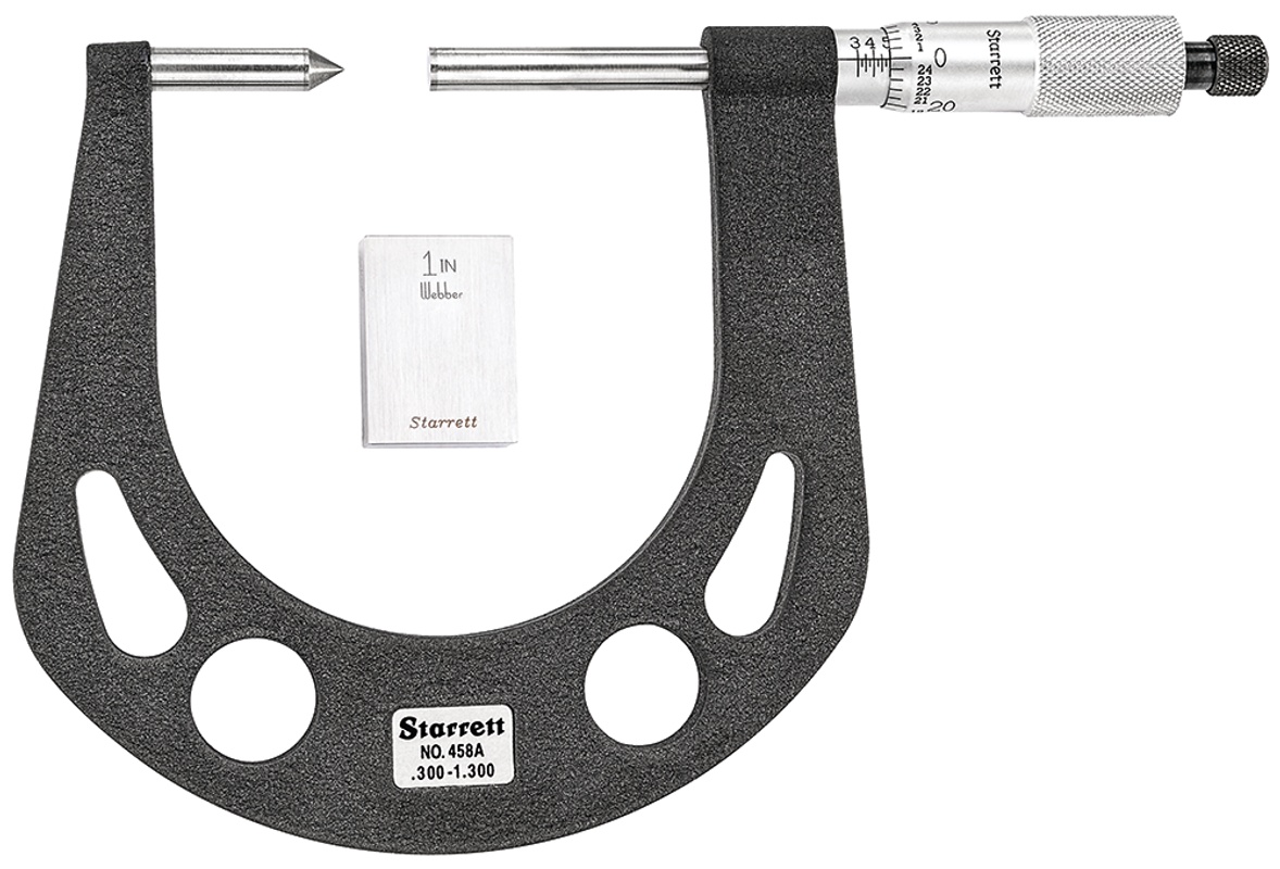 Picture of Automotive Disc Brake Micrometer, Ratchet Thimble, Carbide And Pointed Anvil, .300-1.300" Range
