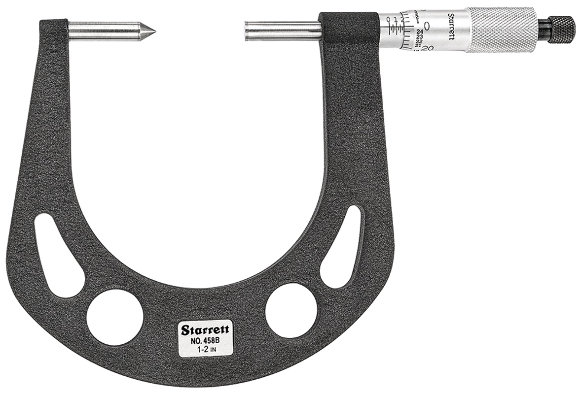 Picture of Automotive Disc Brake Micrometer, Ratchet Thimble, Carbide And Pointed Anvil, 1-2" Range