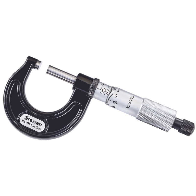 Picture of Starrett 436.1Mxrl-25 Outside Micrometer, 0-25mm, 0.01mm Grads