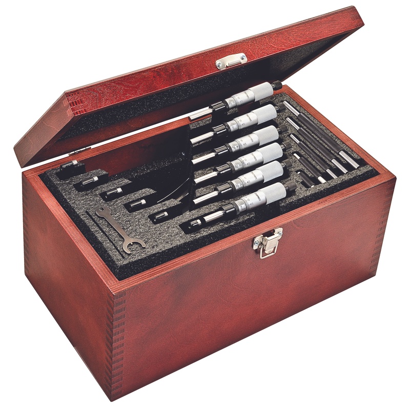 Picture of Starrett Sv436.1Mcxrlz Outside Micrometer Set, 0-150mm, 0.001mm Grads