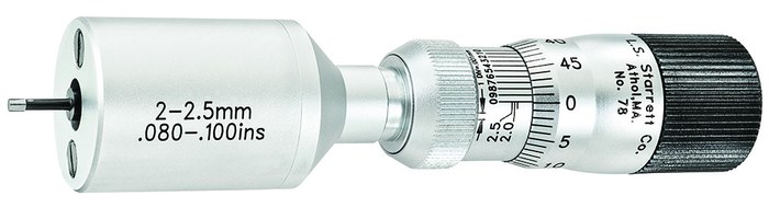 Picture of Starrett 78Mxtz-2.5 Inside Bore Gage Micrometer, 2-2.5mm, 0.0025mm, 0.004mm
