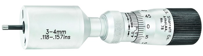 Picture of Starrett 78Mxtz-4 Inside Bore Gage Micrometer, 3-4mm, 0.0025mm, 0.004mm