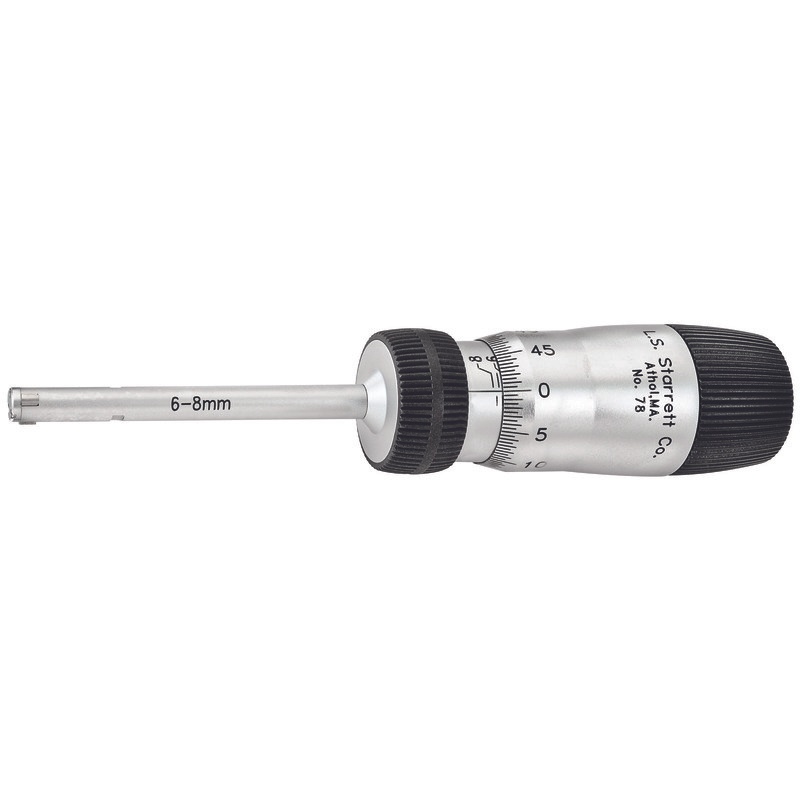 Picture of Starrett 78Mxtz-8 Inside Bore Gage Micrometer, 6-8mm, 0.005mm, 0.004mm