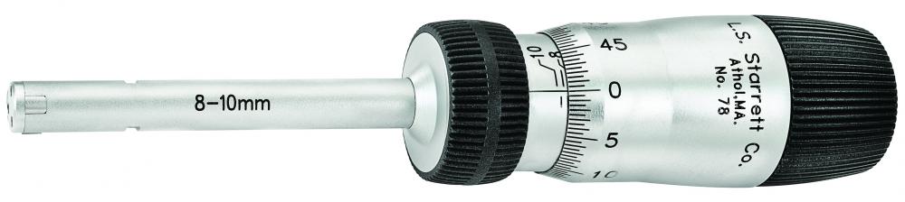 Picture of Starrett 78Mxtz-10 Inside Bore Gage Micrometer, 8-10mm, 0.005mm, 0.004mm