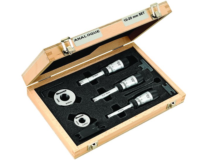 Picture of Starrett S78Mxtdz Inside Bore Gage Micrometer Set, 10-20mm, 0.005mm