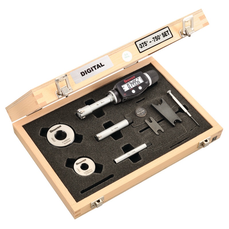 Picture of Starrett S770Bxtcz Electronic Internal Micrometer Set, 3-Point Contact (3/8 - 3/4" (10-20mm) Range) And Built-In Bluetooth