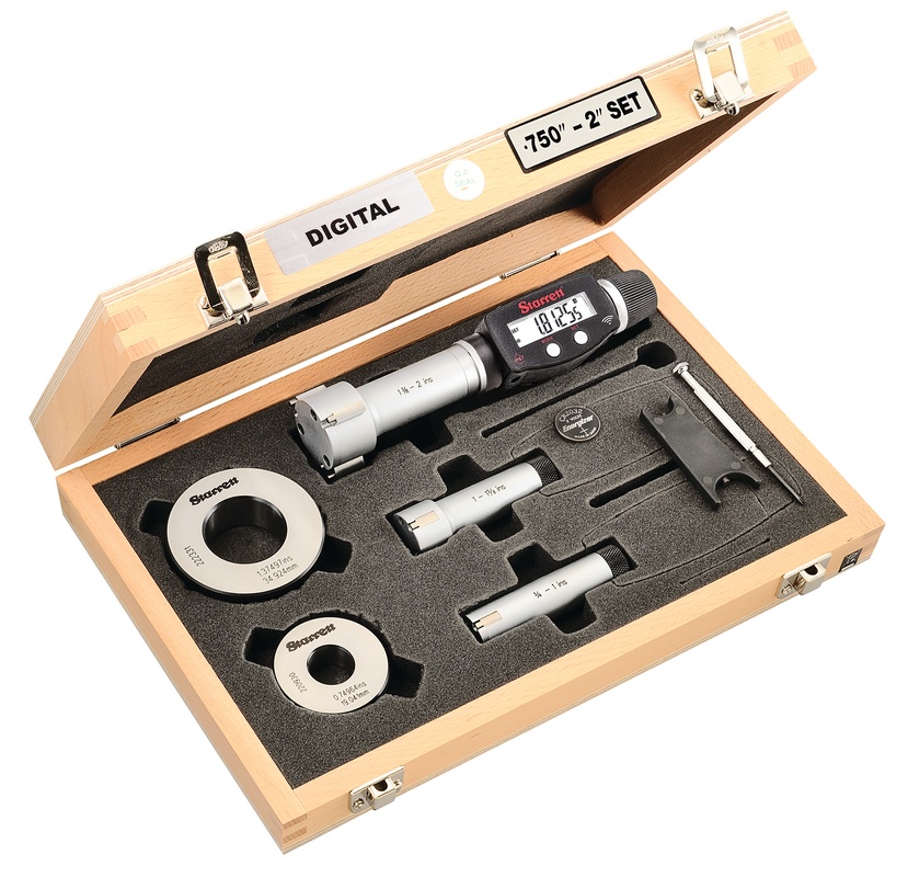 Picture of Starrett S770Bxtdz Electronic Internal Micrometer Set, 3-Point Contact (3/4-2" (20-50mm) Range) And Built-In Bluetooth