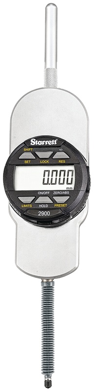 Picture of Starrett 2900-1ME-50 Digital Indicator, IP67 Protection, SPC Output, 50mm Range, 0.01mm/0.001mm Res., 8mm Stem
