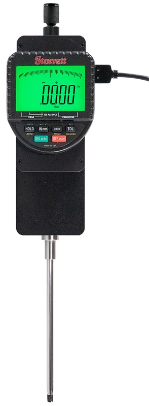 Picture of Starrett 2700-803 Backlight Electronic Indicator, 4"/100mm Range, .0005"/0.01mm Res., SPC Output, 3/8" Stem Diameter