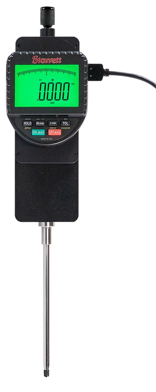 Picture of Starrett 2700-804 Backlight Electronic Indicator, 4"/100mm Range, .0001"/0.002mm Res., SPC Output, 3/8" Stem Diameter