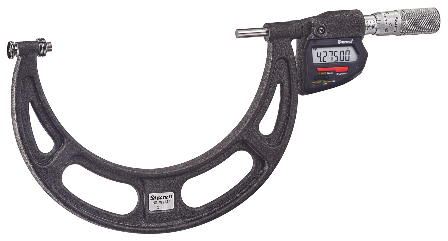 Picture of Starrett 786.1Mep-50 Digital Interchangeable Anvil Micrometer, Friction Thimble, Steel Anvil, Spc Output, .0005", 0-4" Range