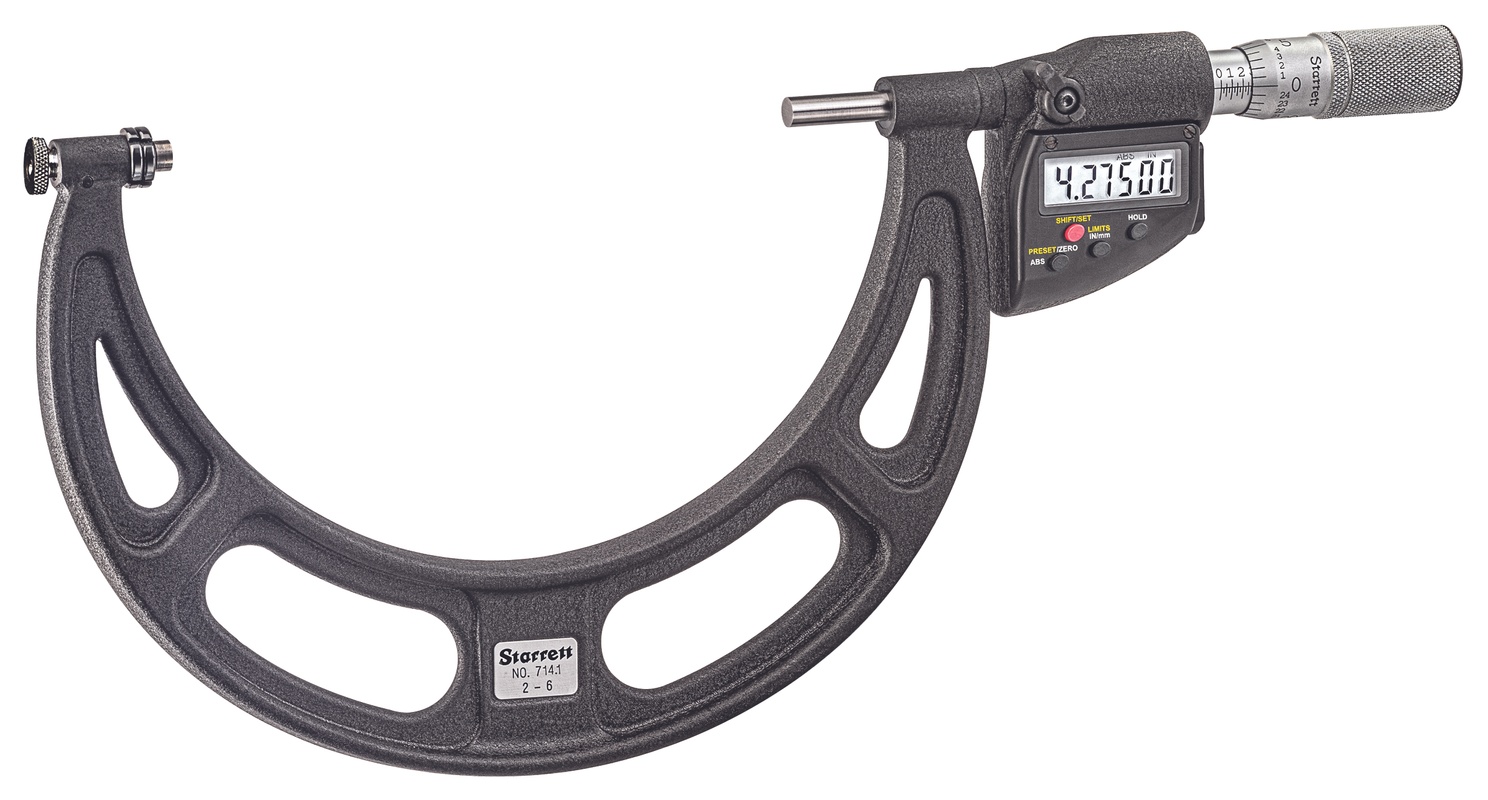 Picture of Starrett 786.1Mep-75 Digital Interchangeable Anvil Micrometer, Friction Thimble, Spc Output, .0001", 2-6" Range