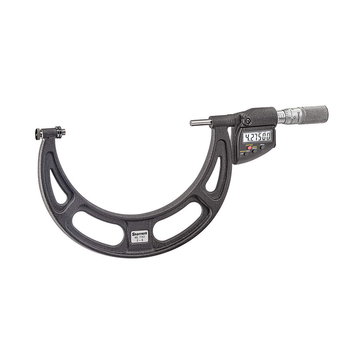 Picture of Starrett 714.1Dflz Digital Interchangeable Anvil Micrometer, Friction Thimble, Spc Output, .0001", 12-16" Range