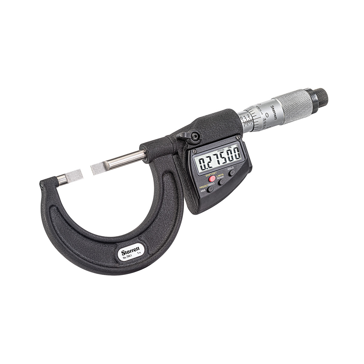 Picture of Starrett 770Bxtz-9 Digital Blade Type Micrometer, Speeder Thimble, 0.030" Blade Anvil, Spc Output, .00005", 3-4" Range