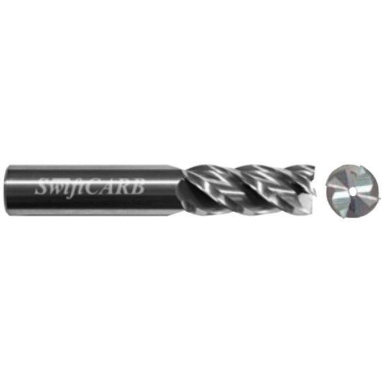 Picture of Swiftcarb AF03754G6009RH00 Dia 3/8 SH 0.3750 LOC 2.2500 OAL4.00 End Mill Standard Flute Variable Helix Carbide Uncoated Single End Corner Radius0.0900 2.29mm