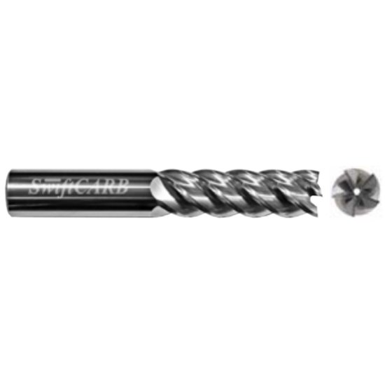 Picture of Swiftcarb AF04375FK009RCC0 Dia 7/16 SH 0.4375 LOC 2.00 OAL4.00 End Mill Standard Flute Variable Helix Carbide Uncoated Single End Corner Radius0.0600 1.52mm