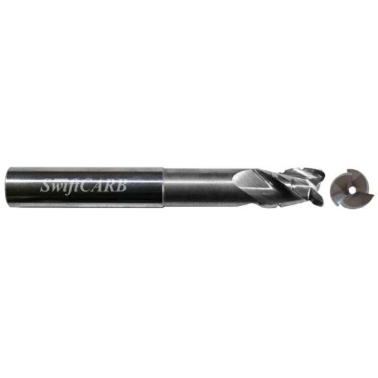 Picture of Swiftcarb AV037536WGS9T600 Dia 3/8 SH 0.3750 LOC 0.3750 OAL4.00 End Mill Standard Flute Variable Helix Carbide Uncoated Single End Corner Radius0.0300 0.76mm