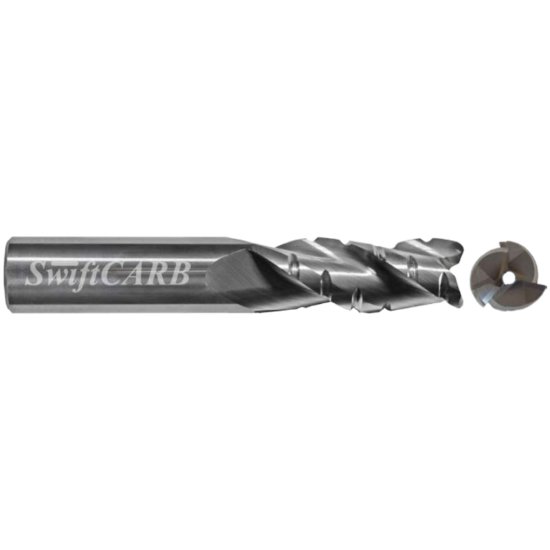 Picture of Swiftcarb AV05003EW007TC00 Dia 1/2 SH 0.50 LOC 1.7500 OAL3.50 End Mill Standard Flute Variable Helix Carbide Uncoated Single End Corner Radius0.0600 1.52mm