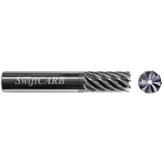 Picture of Swiftcarb XM06259FK009S0CM Dia 5/8 SH 0.6250 LOC 2.00 OAL4.00 End Mill Standard Flute Coolant Variable Helix Carbide AlTiN Single End Square Sharp