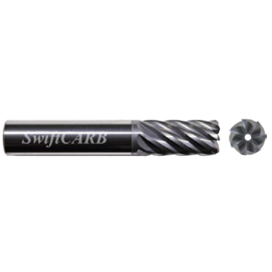 Picture of Swiftcarb XT06257EC007TCCM Dia 5/8 SH 0.6250 LOC 1.5630 OAL3.50 End Mill Standard Flute Variable Helix Carbide AlTiN Single End Corner Radius0.0600 1.52mm