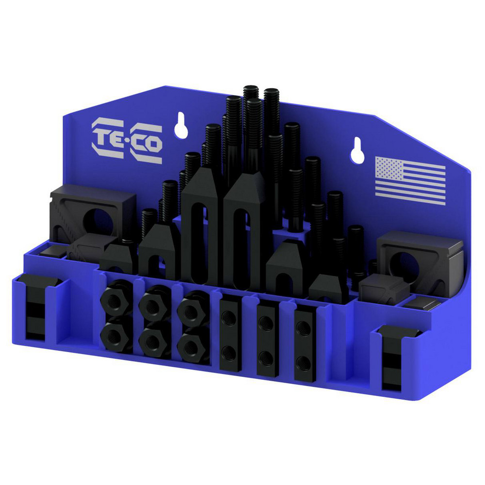 Picture of TE-CO 20402PL Fixture Clamp Step Block & Clamp Set: 52 Pc, 1/2-13 Stud Thread, 5/8" T-Slot, 1" Step Block Width. 1" Nut Width, 3, 4, 5, 6, 7 & 8" Stud Length