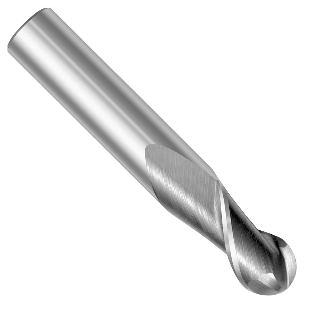 Picture of 2 Flute Solid Carbide Ball Nose Single End, TMX End Mill; 3/16" Dia x 3/16" Dia x 5/8" (LOC) x 2" (OAL)