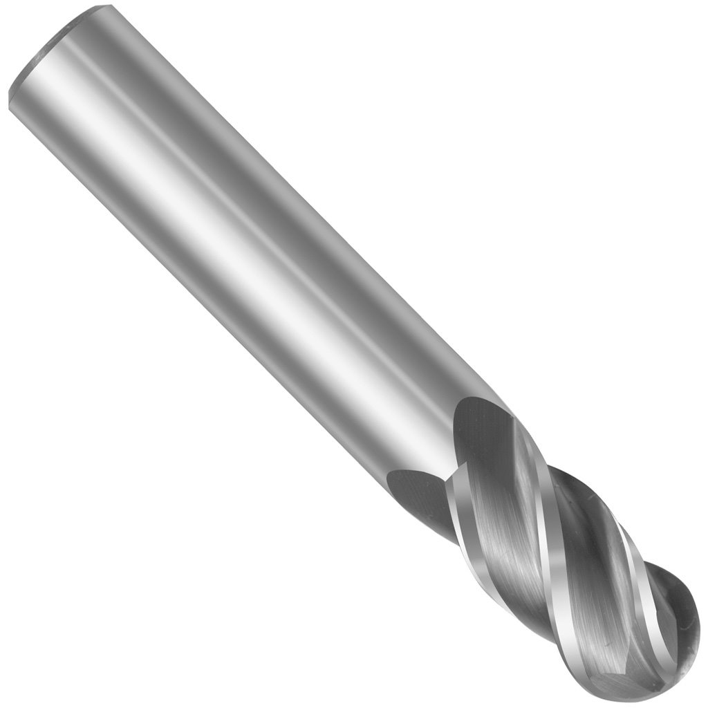 Picture of 4 Flute Solid Carbide Ball Nose Single End, TMX End Mill; 3/16" Dia x 3/16" Dia x 5/8" (LOC) x 2" (OAL)