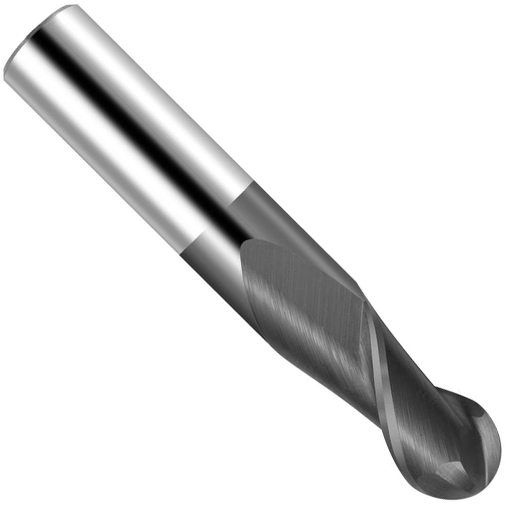 Picture of 2 Flute Solid Carbide Ball Nose TiAlN coated Single End, TMX End Mill; 1/16" Dia x 1/8" shank x 3/16" (LOC) x 1-1/2" (OAL)