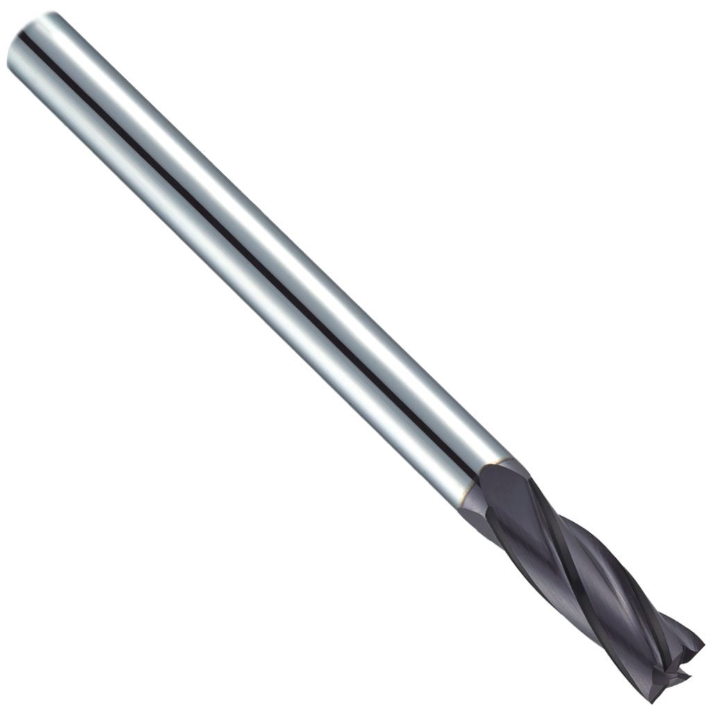 Picture of 4 Flute Solid Carbide Extra-Long TiAlN coated Single End, TMX End Mill; 1/8" Dia x 1/8" shank x 1" (LOC) x 3" (OAL)