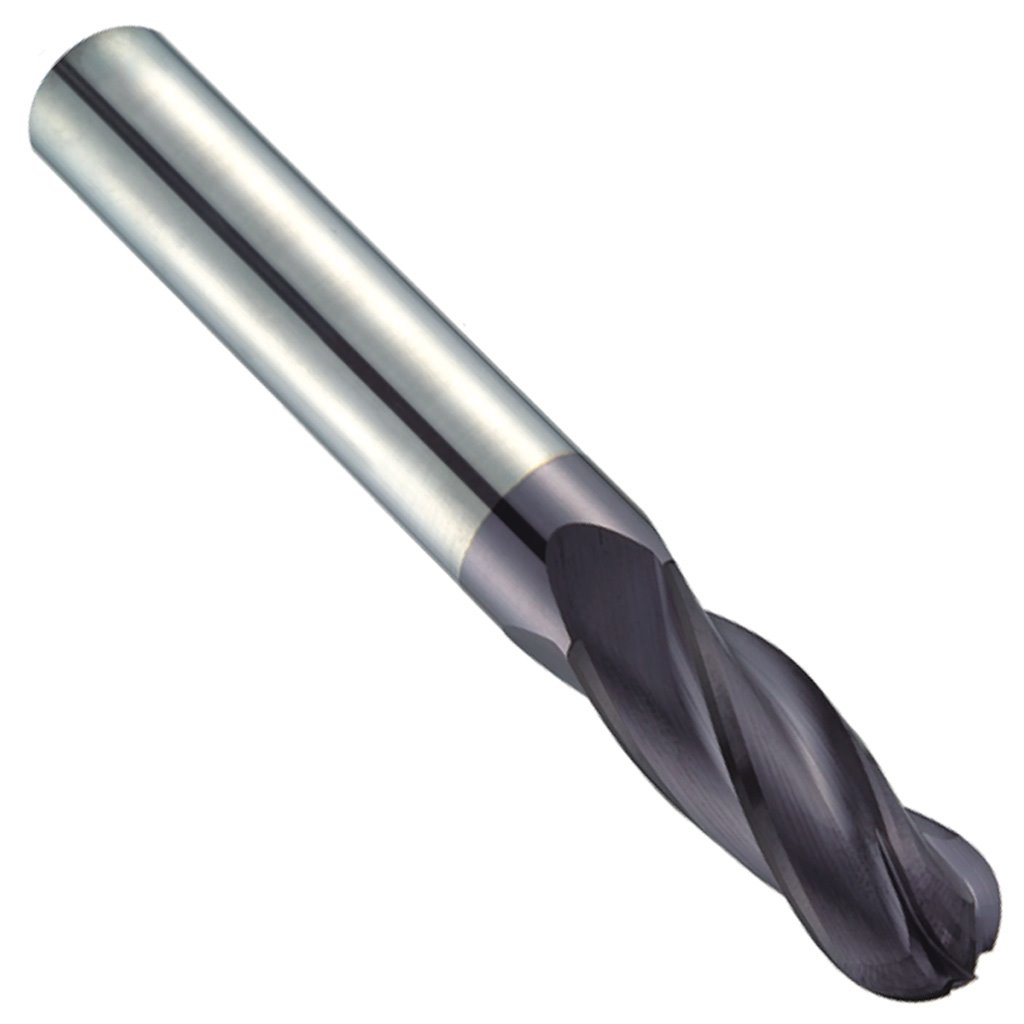Picture of 4 Flute Solid Carbide Ball Nose Single End, Metric TMX End Mill; 12 mm (.4724") Dia x 12 mm shank x 25 mm Length of cut (LOC) x 75 mm (OAL)