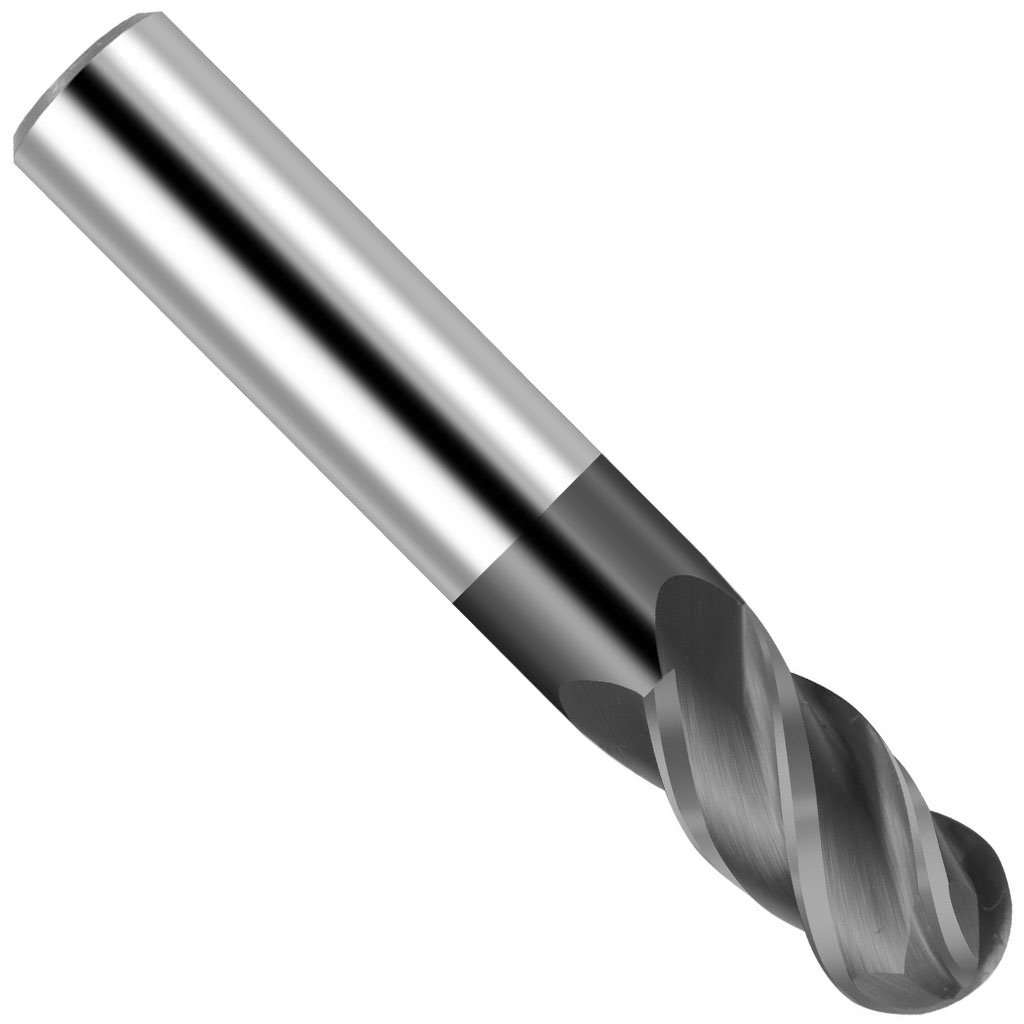 Picture of 4 Flute Solid Carbide Ball Nose Single End TiAlN coated, Metric TMX End Mill; 10 mm (.3937") Dia x 10 mm shank x 22 mm Length of cut (LOC) x 75 mm (OAL)