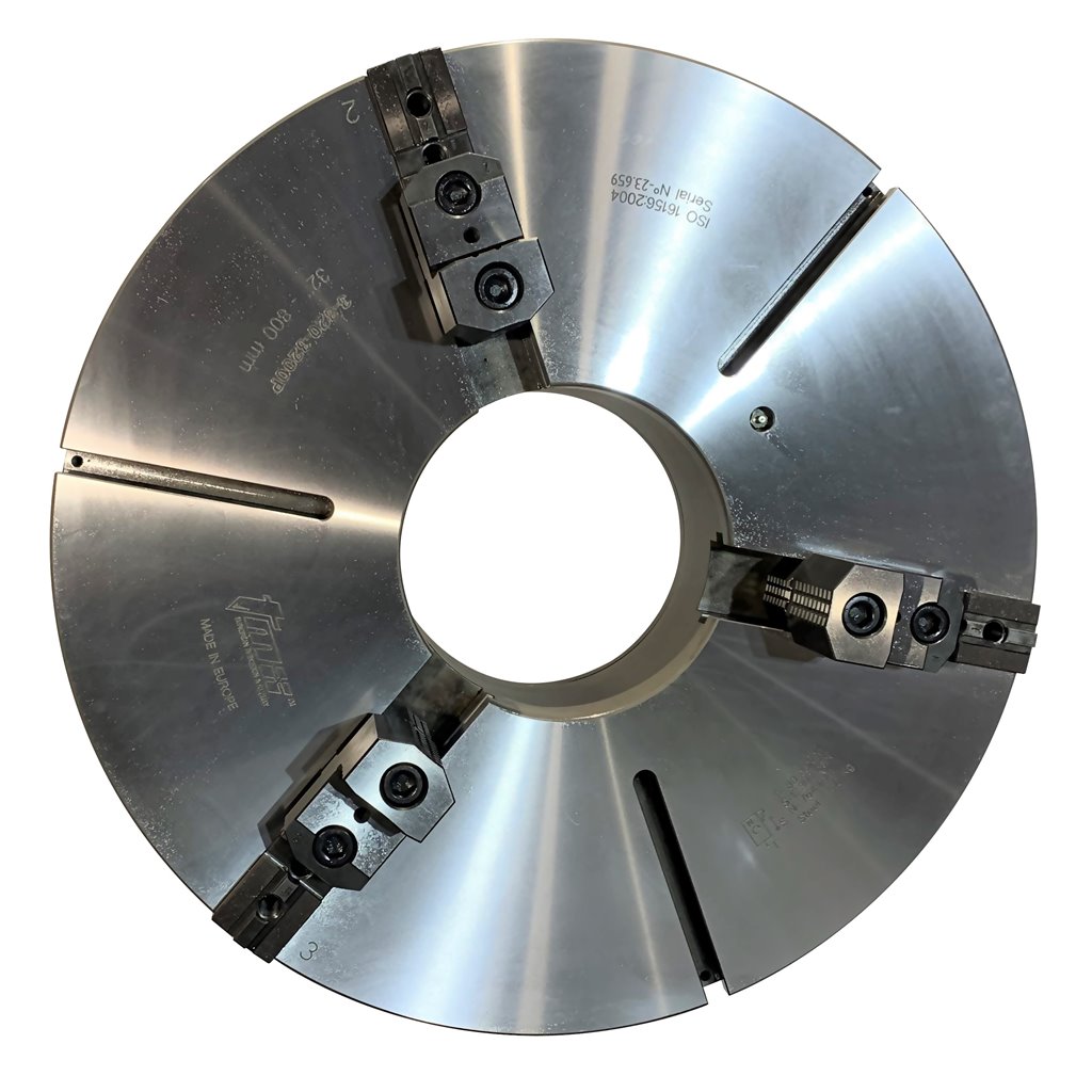 Picture of 3-Jaw (2 Piece) Scroll Chuck, Steel, 36 inch (900mm), with 14.76in Max Thru Hole (375mm) TMX Made in Europe.