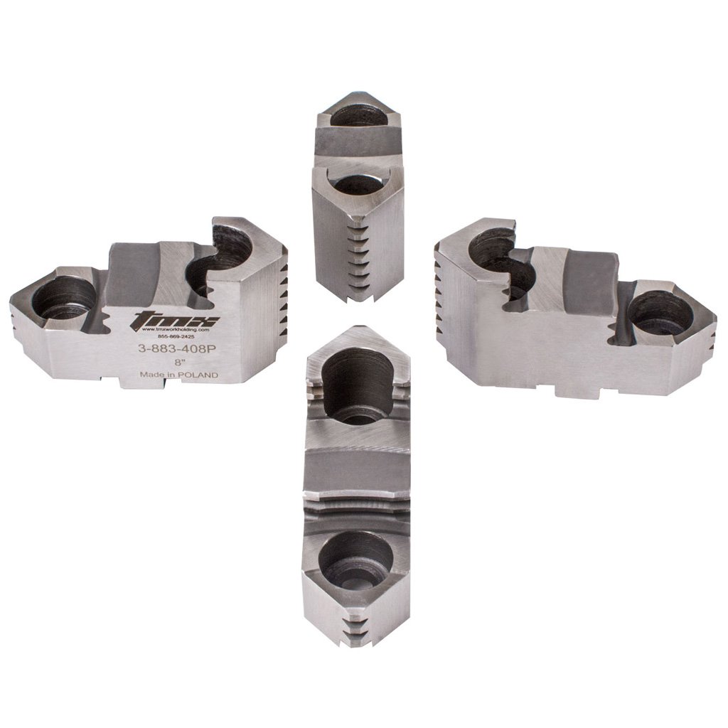 Picture of American Tongue and Groove Jaw System, Hard Top Jaws for 12in 4-Jaw Scroll Chuck, 4 Piece Set, TMX by Toolmex,