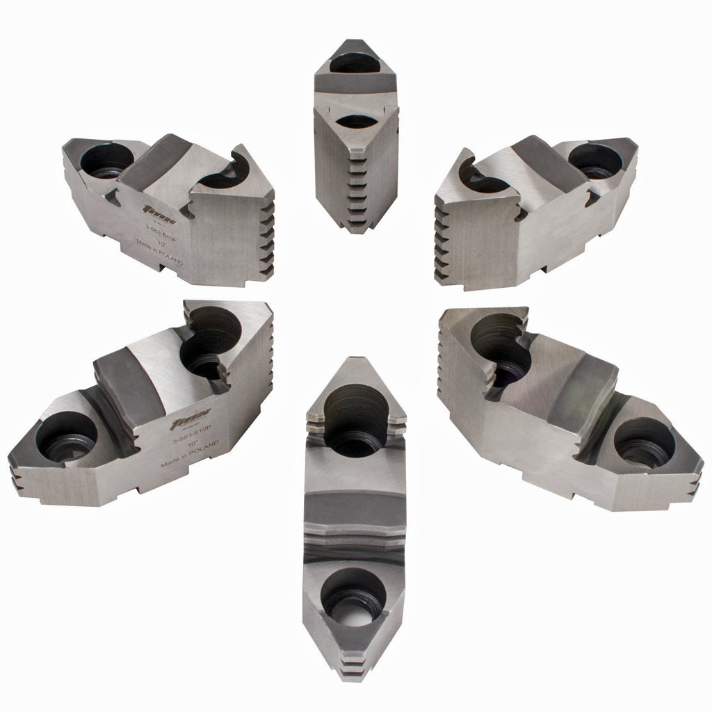 Picture of American Tongue and Groove Jaw System, Hard Top Jaws for 6in 6-Jaw Scroll Chuck, 6 Piece Set, TMX by Toolmex,