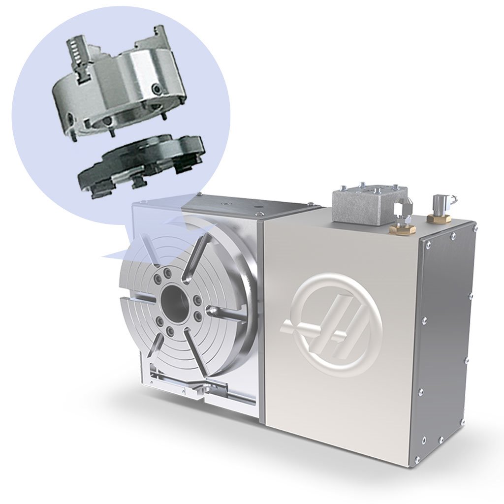 Picture of TMX 8in Set-Tru Steel Body 4-Jaw Scroll Chuck Package for HAAS HRC210 Rotary Table