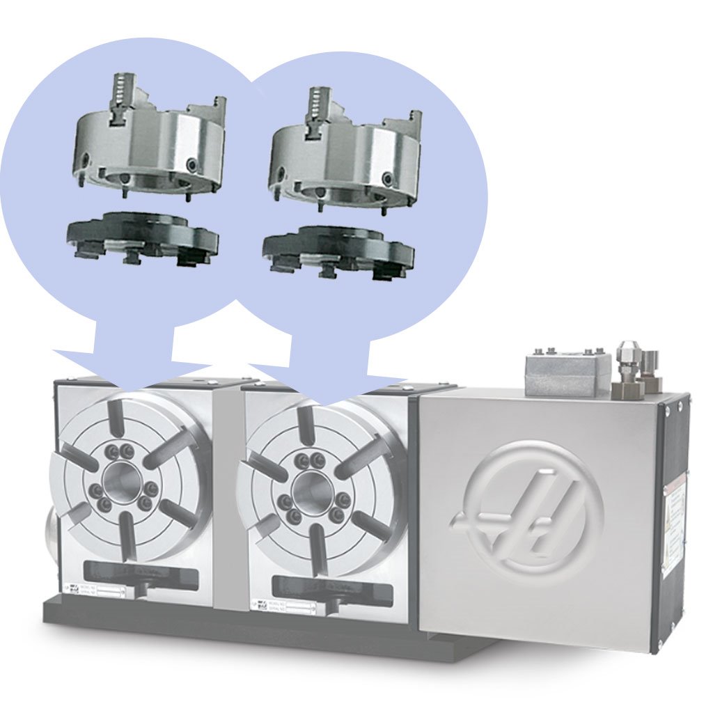 Picture of TMX 6in Set-Tru Steel Body 3-Jaw Scroll Chuck Package for HAAS HRT160-2 Rotary Table